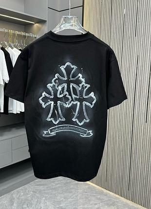 Chrome hearts футболка мужская оверсайз унисекс чёрная