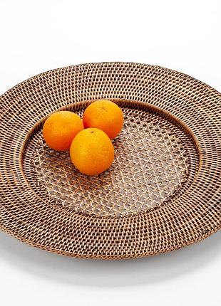 Большая фруктовница плетена из натурального ротанга, 50*3 см, 71018-brown