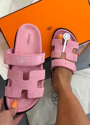 💗 рожеві жіночі шльопанці ерме hermes сандалі
