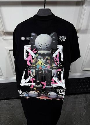 Брендовая мужская футболка off-white x kaws