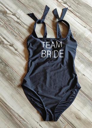 Чорний суцільний купальник george «team bride», розмір l/xl (uk 14)