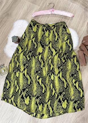 Спідниця міді з розрізом збоку в принт 🌸💚