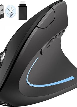 Ергономічна бездротова вертикальна миша qxvnm bluetooth з функцією перезаряджання (bt+usb+usb c)