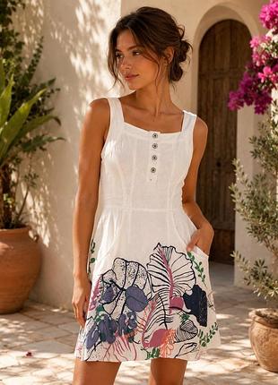 🤍 лляна сукня sallum 100% cotton р. 36/s з кишенями