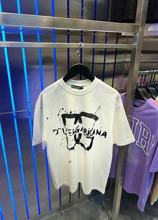 Dolce gabbana футболка белая оверсайз мужская