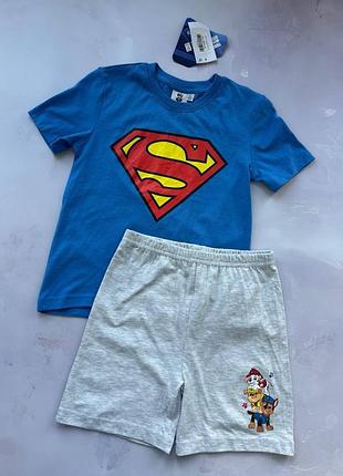 Піжама на хлопчика літня бавовняна superman+paw patrol р.116 см (5-6 років)