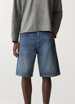 Широкі чоловічі джинсові шорти pull&bear baggy fit shorts