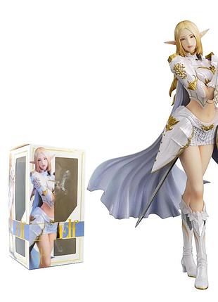 Колекційна аніме фігурка elf lineage ii 24 см — ельфійка lineage 2 anime collectible figure у білій броні