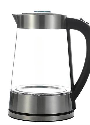 Электрочайник hoffmans hm-2556 • стеклянный чайник с подсветкой, шкалой и быстрым кипячением воды 2000w
