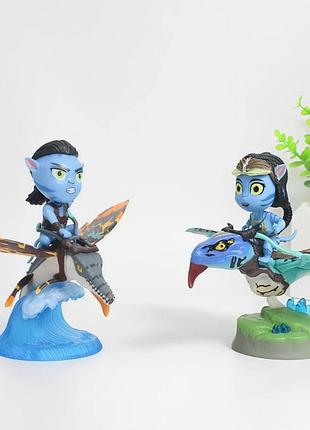 Набор коллекционных фигурок avatar 2 the way of water 2 шт. джейк салли и нейтири на икранах, 10–11.5 см