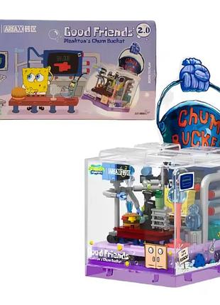 Конструктор чам бакет серія губка боб квадратні штани constructor spongebob squarepants chum bucket 3d міні-румбокс – набір з