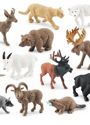 Набір фігурок тварин north american wildlife 12 шт – дикі тварини північної америки, ігрові фігурки, колекційний набір