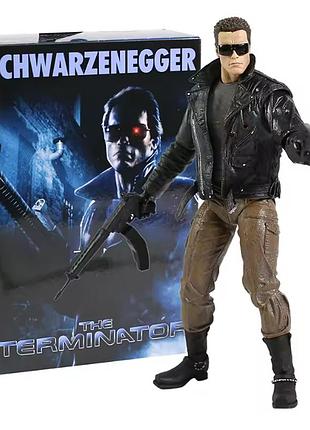 Колекційна фігурка термінатор t-800 арнольд шварценеггер the terminator — екшн-фігурка з автоматом і окулярами, 18 см