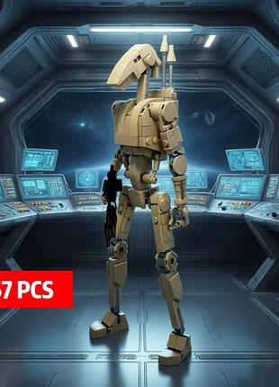 Конструктор боевой дроид звездные войны 367 деталей - подвижная sci-fi фигурка работа с бластером constructor battle droid with