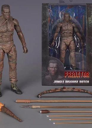 Фігурка predator jungle disguise dutch 18 см — колекційна іграшка-герой хижак датч арнольд шварценеггер у подарунковій упаковці