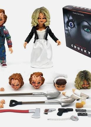 Набор коллекционных экшн-фигурок чаки и тиффани bride of chucky ultimate chucky & tiffany action figures 2-pack, 10 см