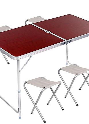 Розкладний стіл з 4 стільцями folding table для пікніка, риболовлі, дачі, 120х60 см стіл-чемодан