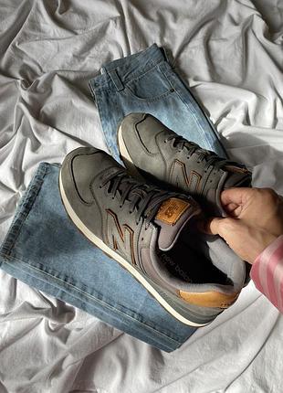 Кожаные  мужские кроссовки new balance 574 nubuck 45.5 (29.5см.) 📏30см.
