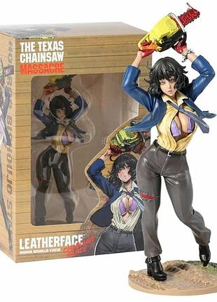 Коллекционная фигурка leatherface horror bishoujo 20 см – статуэтка кожаное лицо anime girl ver. (texas chainsaw massacre)