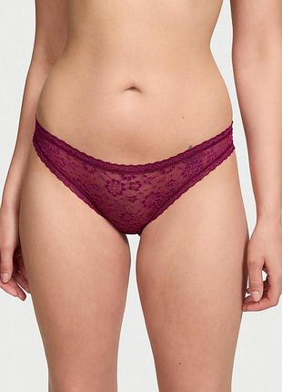 Жіночі трусики victoria's secret (34312955164353) lace bikini m бордові