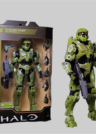 Колекційна фігурка master chief halo the spartan 18 см – рухома екшн-фігурка майстер чіф хало спартанець з аксесуарами, статуетка