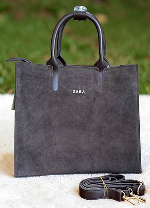 Жіноча сумочка, сумка з натуральної замші zara, замшева
