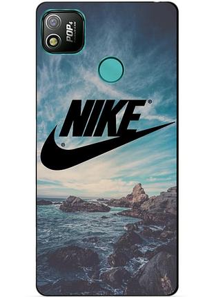 Силиконовый бампер чехол для tecno pop 4 с рисунком nike