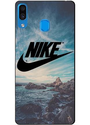 Силиконовый бампер чехол для samsung a30 2019 galaxy a305f с рисунком nike