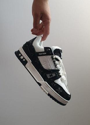 Черно-белые кроссовки унисекс louis vuitton trainer black white х луи виттон 36