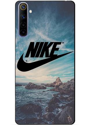 Силиконовый чехол бампер для realme 6 с рисунком nike