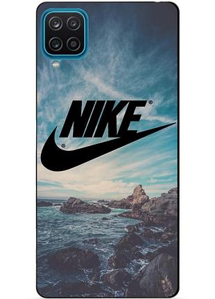 Силиконовый бампер чехол для samsung a12 с рисунком nike