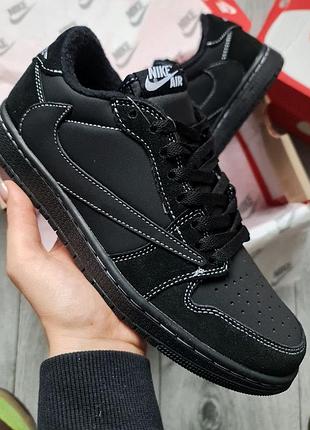 Кроссовки мужские текстиль замш nike air jordan 1 low ts og travis scott black phanton размер 41 42 43 44 45