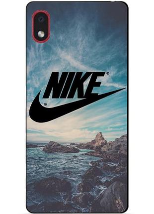 Силиконовый бампер чехол для samsung a01 core с рисунком nike
