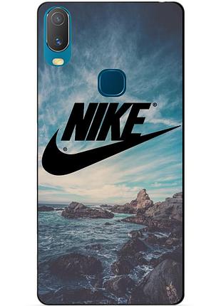 Силиконовый бампер чехол для vivo y11 с рисунком nike