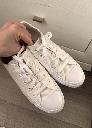 Кеди жіночі converse all star 36 текстильні білі низькі на шнурівці