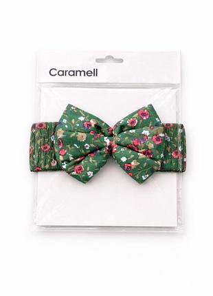 Детская повязка на голову caramell с большим бантом, хлопок зелений