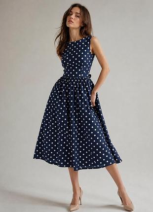 Трендова сукня плаття dorothy perkins uk 16(2xl) маломірить в активному принті горох з пояском🔥🔥🔥