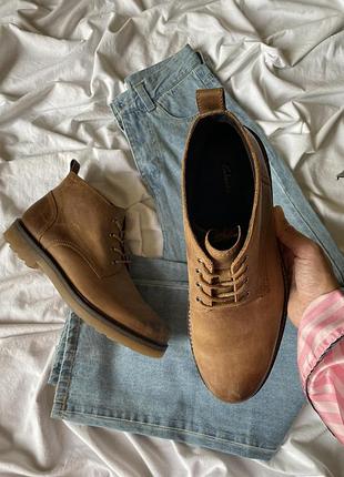 Шкіряні чоловічі черевики clarks chard mid dark tan 44 (28 см)