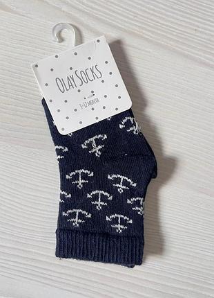 Детские носки olay socks темно-синие с якорями, хлопчатобумажные, размер 3-12 мес