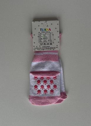 Детские носки tuana baby с тормозами (силиконовым покрытием), розовые в полоску, размер 0 (0-1 год) рожевий