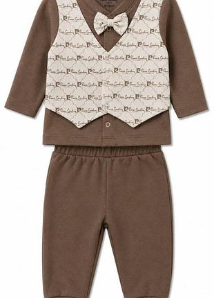 Трикотажный костюм тройка для мальчика pierre cardin, коричневый, размер 9-12міс. 80см