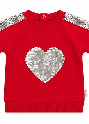 Детская кофточка puan baby для девочки, красная с сердцем. 62см, 3-6 мес.