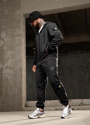 Спортивный комплект stone island limix графит мужской с капюшоном double weave