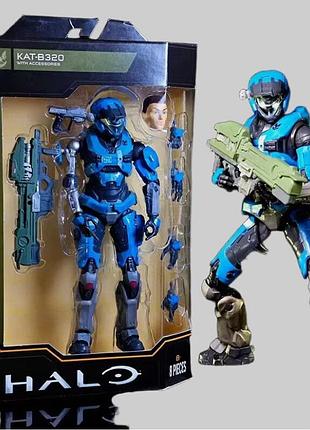 Коллекционная фигурка kat-b320 halo reach the spartan 18 см – подвижная экшн-фигурка кэт хало спартанец noble team с аксессуарами