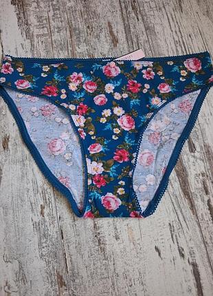 Victoria's secret трусики бикини коттон хлопок принт цветочный цветочные пестрые пестрые