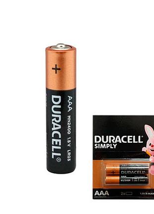 Батарейка aaa lr03 duracell simply щелочная 1.5в алкалиновая долговечная для пультов, игрушек, техники