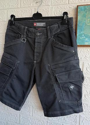 Робочі карго шорти engelbert strauss denim work shorts vintage сірі міцні еластичні зносостійкі р48 2