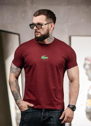 Футболка lacoste тр6989, красная, мужская, хлопковая футболка lacoste, повседневная футболка lacoste