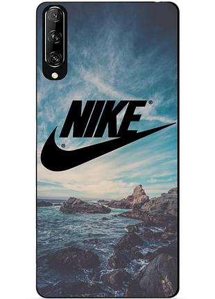 Силиконовый чехол бампер для huawei p smart pro с рисунком nike