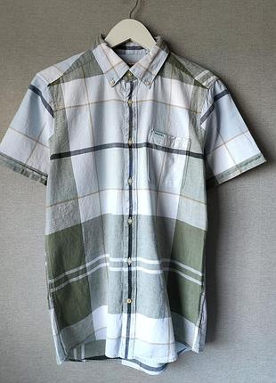 Barbour шведка рубашка с коротким рукавом в клетку s лён